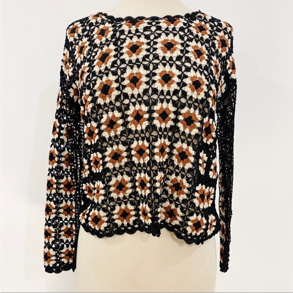 Sandro floral crochet boho top NEW